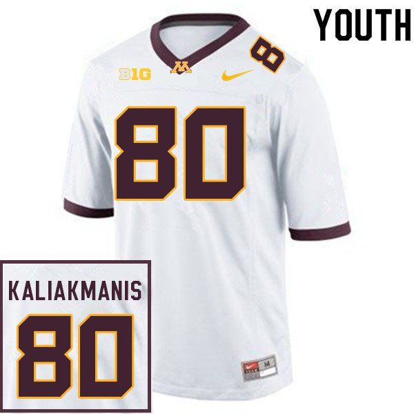Youth #80 Dino Kaliakmanis Minnesota Golden Gophers College Football Jerseys Sale-White - Click Image to Close